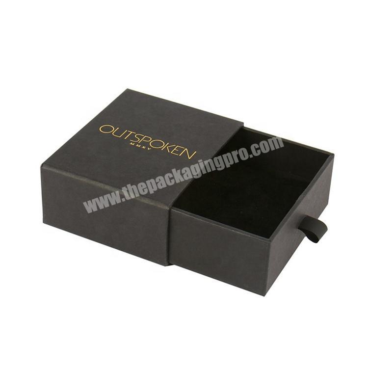 Custom Large Logo Luxury Printed Black Cardboard Paper Packaging Sliding Drawer Gift Box
