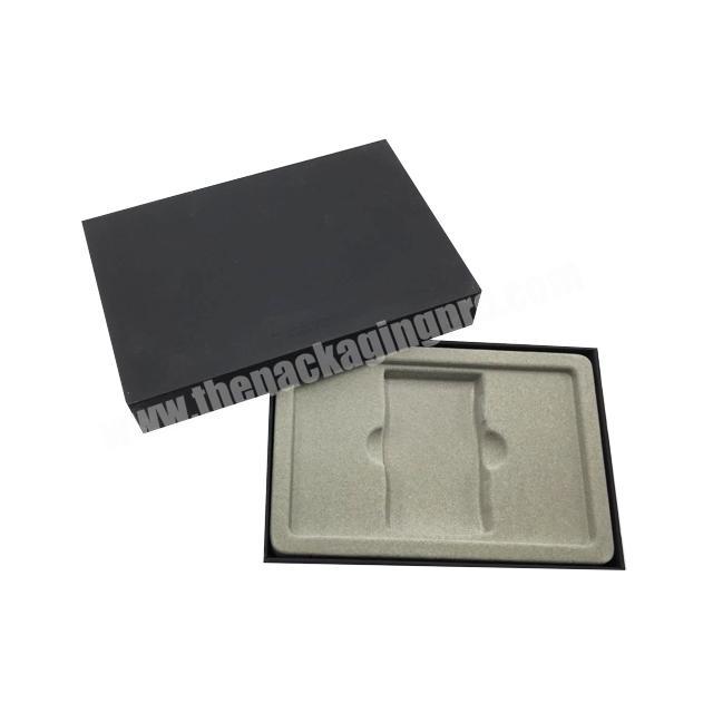 Custom Lid and Base Cardboard Rectangle Black Gift Paper Box Package With EVA Insert