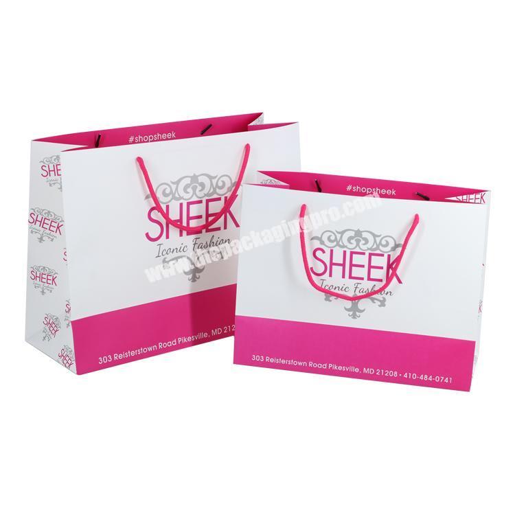 Custom logo 210gsm packaging bags , free sample pink paper bag custom for wholesale