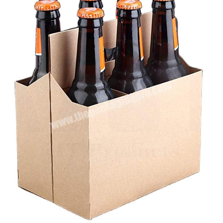 Custom logo 400 gsm Kraft Paper Six Pack Beer Bottle Carrier Holder Box