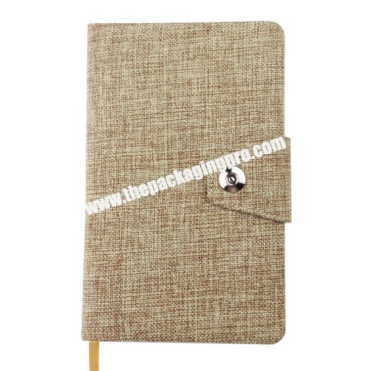 Custom Logo A5 A6 Round Corner Soft Cover Office Business Supplies Pain Linen Diary Journal Notebook With Ribbon Bookmark