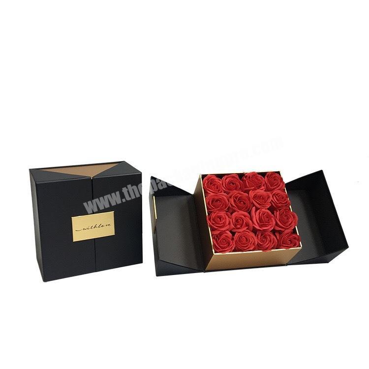 Custom Logo Black Box Gift Packaging Shipping Mail for Flowers Roses Luxury Bouquet Wholesale Custom Flower Boxes