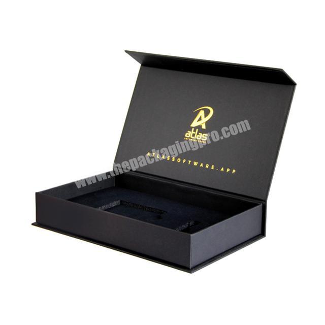 custom logo black cardboard packaging closure boxes flip magnetic rigid box