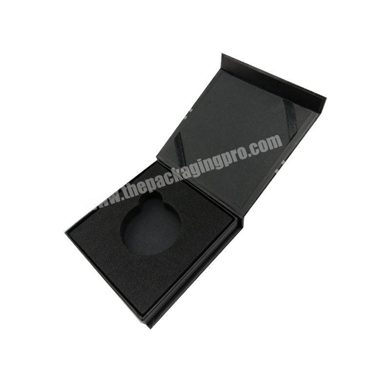 custom logo black color box with magnetic closure for zodiac coin packaging