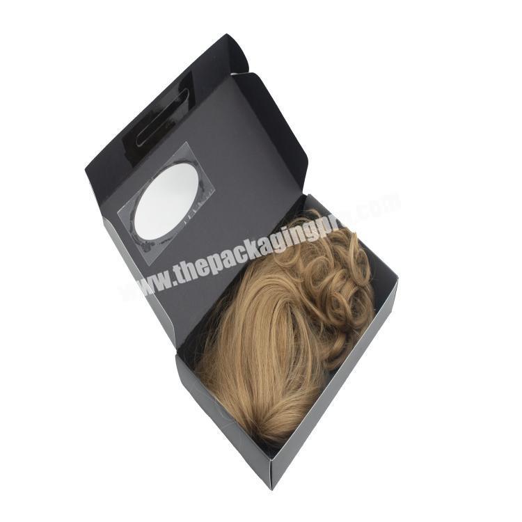 Custom Logo Black Creative paper folding Box Hair Bundle Weave Extension Wig Boxes Hair Packaging Box