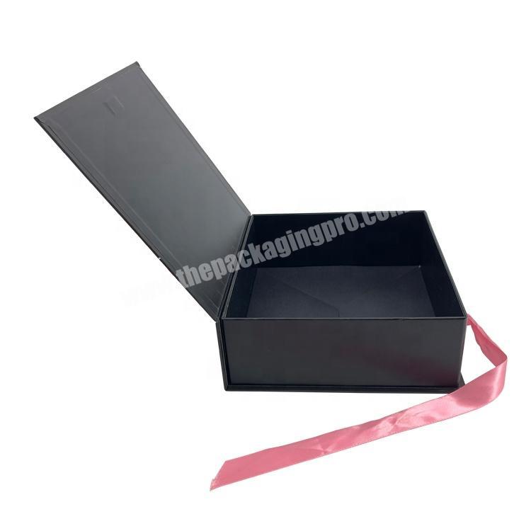 Custom logo black folding unique gift packaging boxes clamshell packaging box
