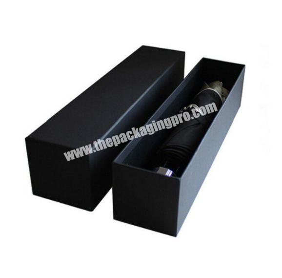 Custom logo black kraft paper  rigid card board umbrella box packaging with lid
