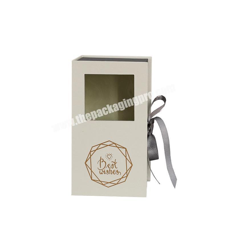 Custom logo black luxury cardboard paper magnetic closure gift box hair extensions packaging box with PVC windorw