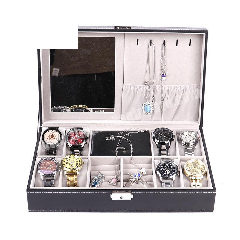 Custom logo black luxury jewelry gift box travel necklace ring leather packaging storage box