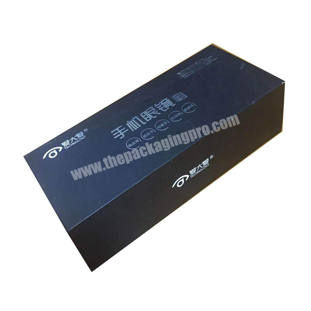 Custom Logo Black Paper Box Gift Cardboard Box for Glasses Cell Phone Cases Sunglasses Packaging