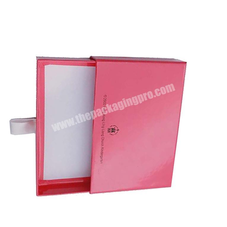 Custom logo cardboard box slide out lid packaging cardboard pink boxes
