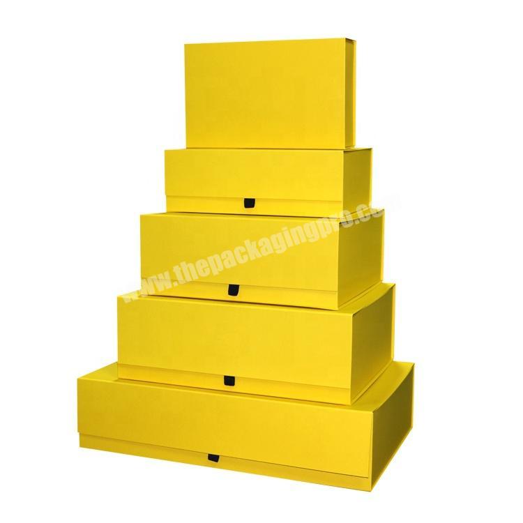 Custom Logo Cardboard Packaging Magnetic Closure Yellow Foldable Paper Gift Boxes