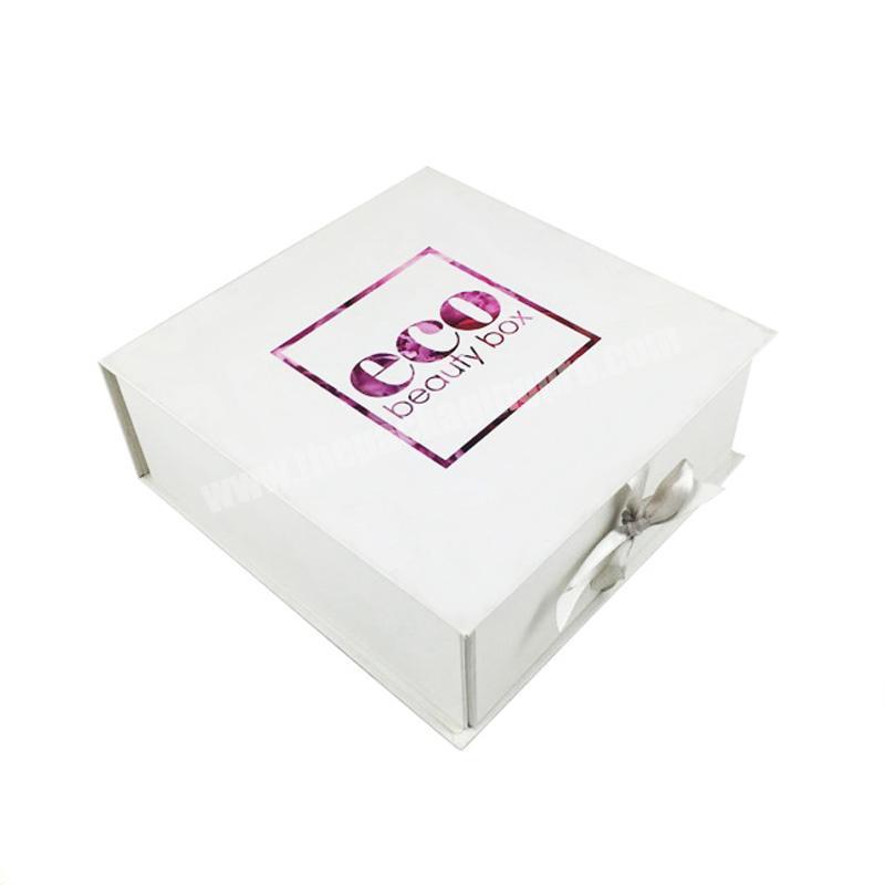 custom logo cardboard paper foldable gift clothes packaging box with ribbon