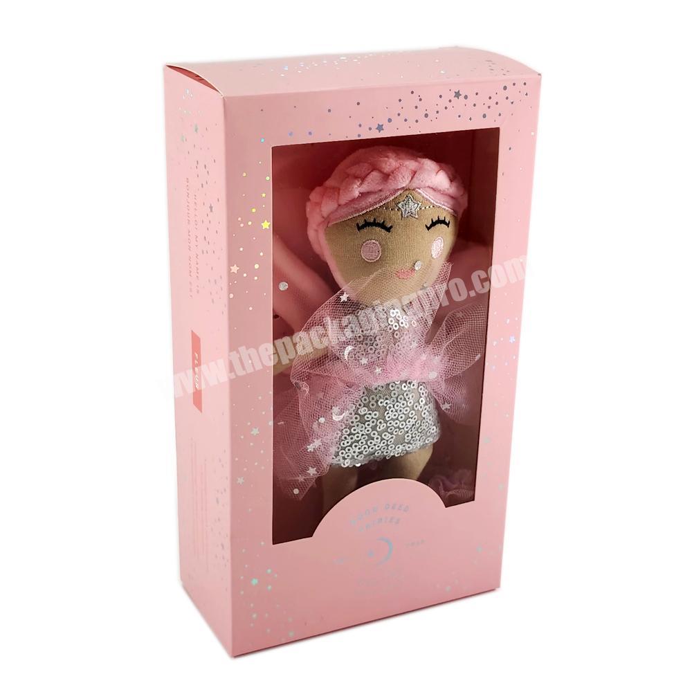 Custom Logo Children Paper Corrugated Board Carton Kids Barbie Dolls Toys Packaging Boxes with PVC Window