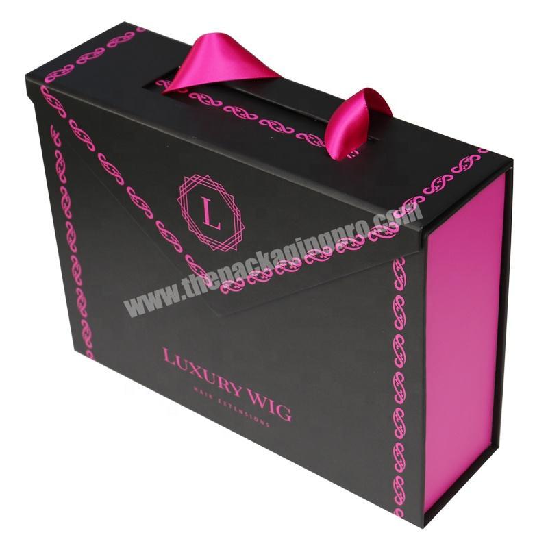 Custom Logo Clothing Swimwear Dress Pants Wigs Hair Extensions Packaging Box With Ribbon Handle