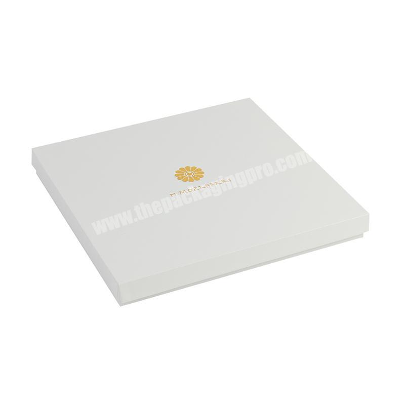 Custom Logo Design Ideas White Square Rigid Paper Gift Box Scarf Packaging For Silk Scarves