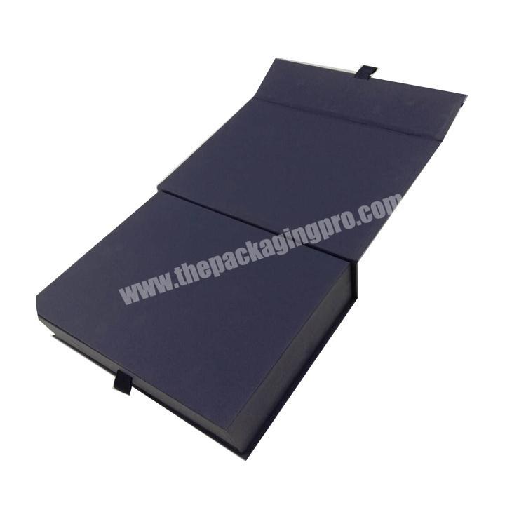 custom logo drak blue color soft touch paper jewelry box with drawer