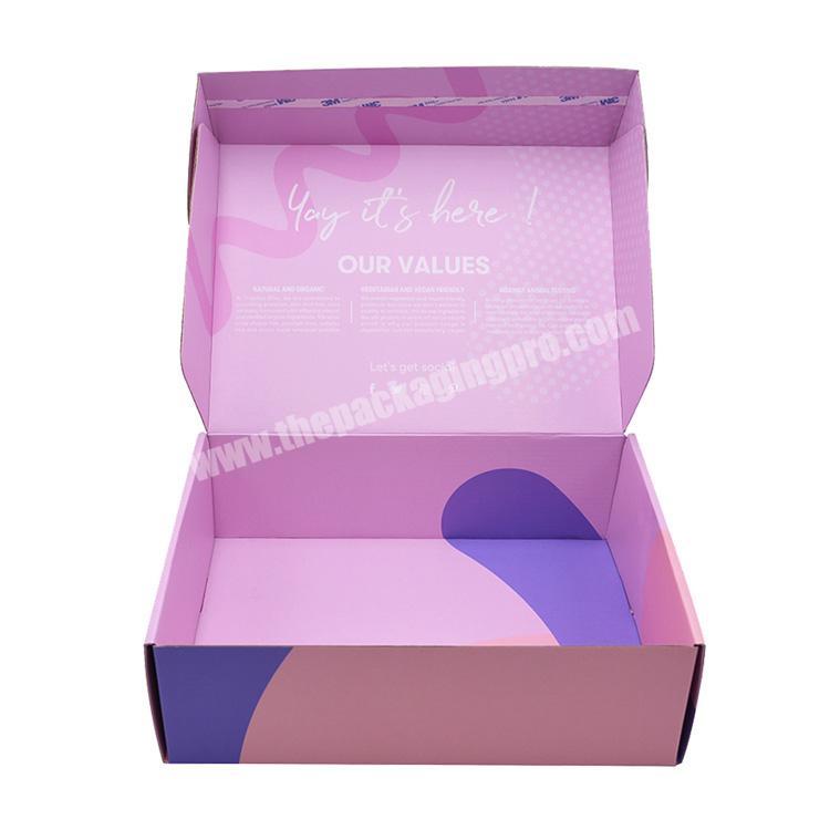 Custom Logo E-flute Pink Corrugated Clothing Scarf Skincare Personal Care Products Paper Packaging Box For Shipping Mailing