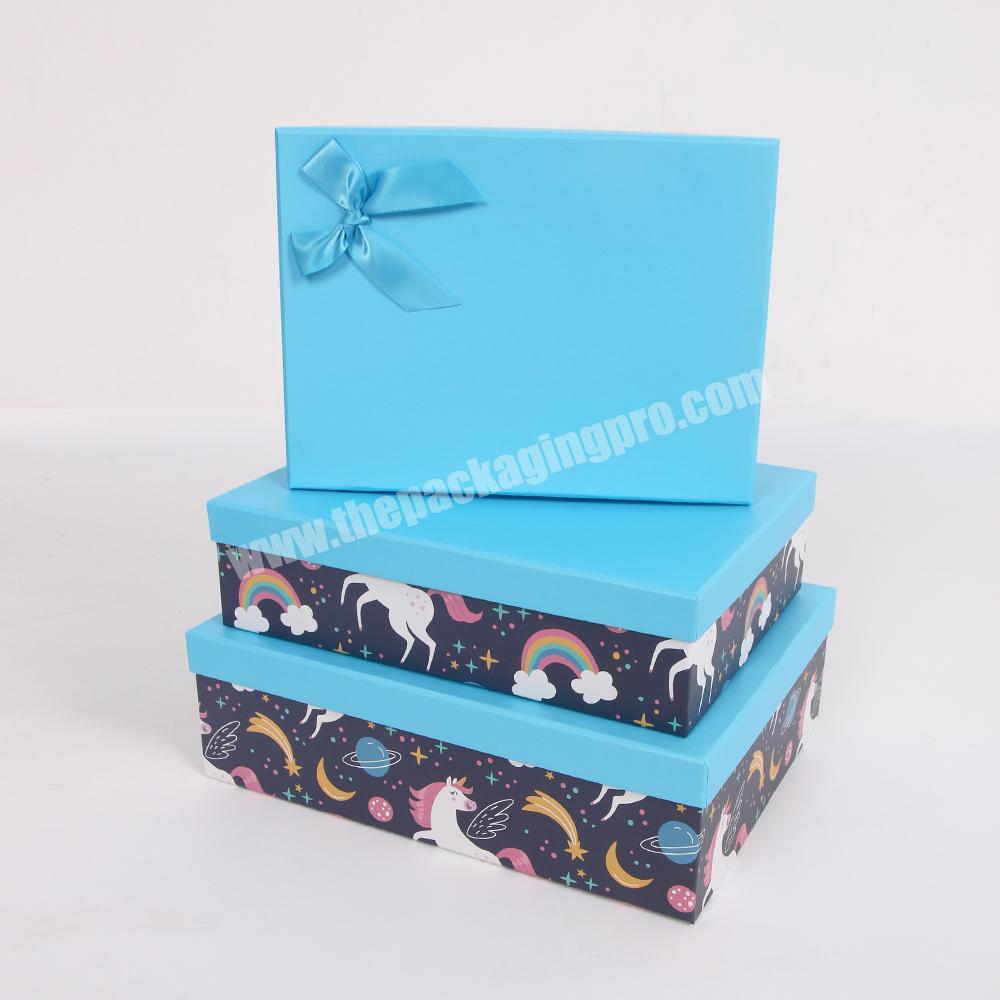 Custom Logo Eco Friendly Paper Cardboard Gift Packaging Box With Ribbon Bow
