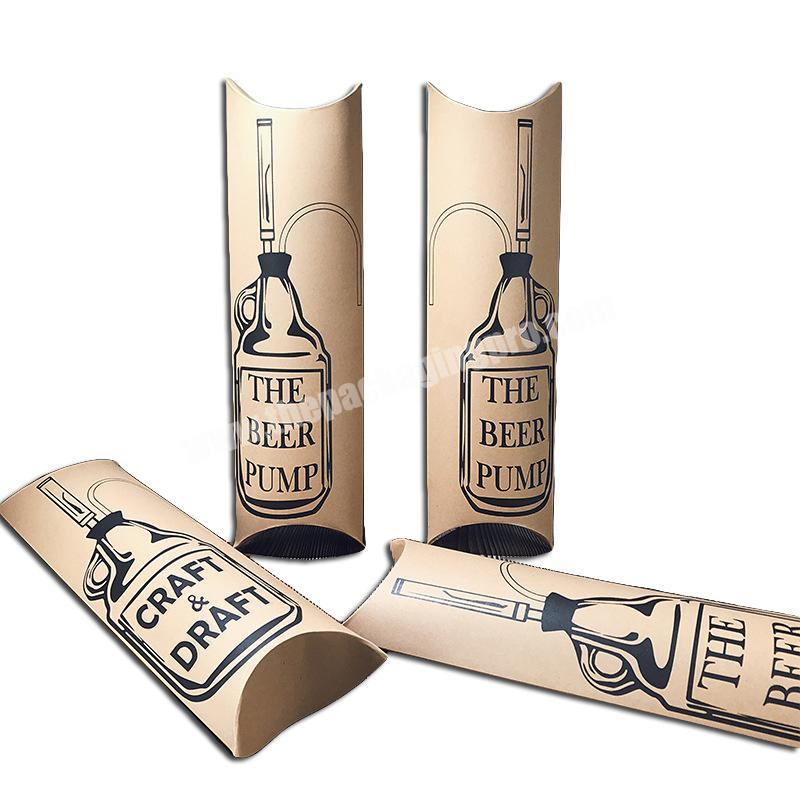Custom logo eco kraft paper packaging box for wine beer pump pillow box