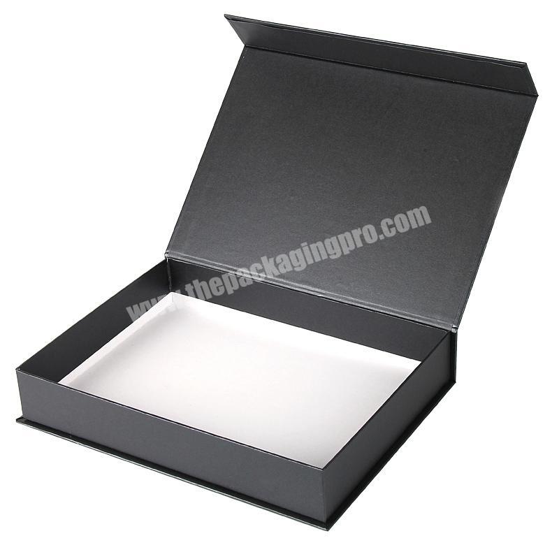 Custom logo embossed UV Matte Black Rigid Magnetic Closure Gift Box Book Shape Box