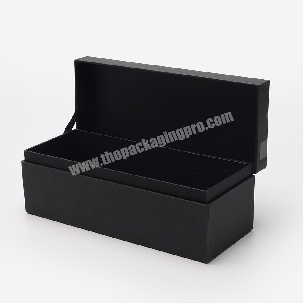 Custom Logo Fancy Spot UV Recycle Black Kraft Paper Cardboard Lined Gift Boxes Wine Packaging Gift Box