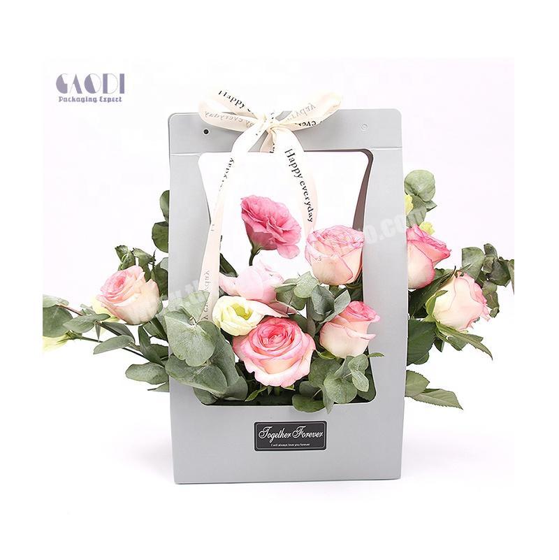 Custom Logo Florist Portable  New Style Wedding Mini Plants Planter Folded Paper Box Flower Arrangement Bags