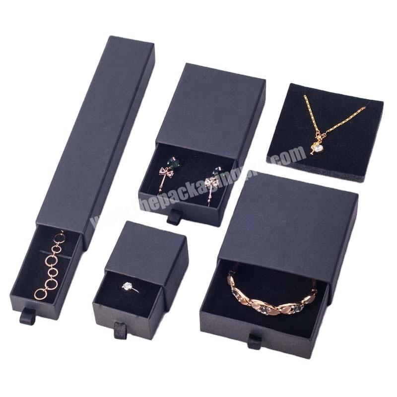 custom logo foil matte black cardboard paper jewelry packaging wholesale gift boxes