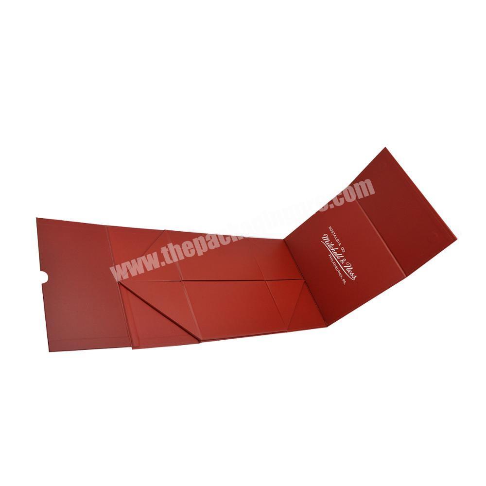 Custom logo folding red paper flat packing luxury magnetic gift box