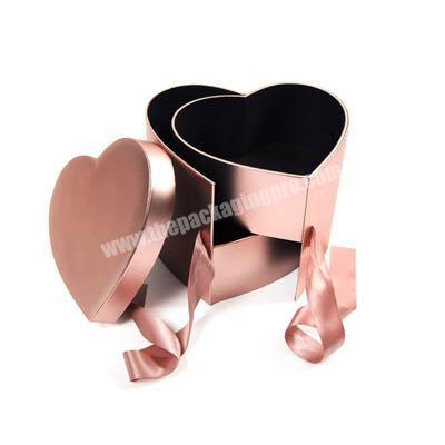 custom logo gold foil paper two layers cosmetic packaging heart paper box