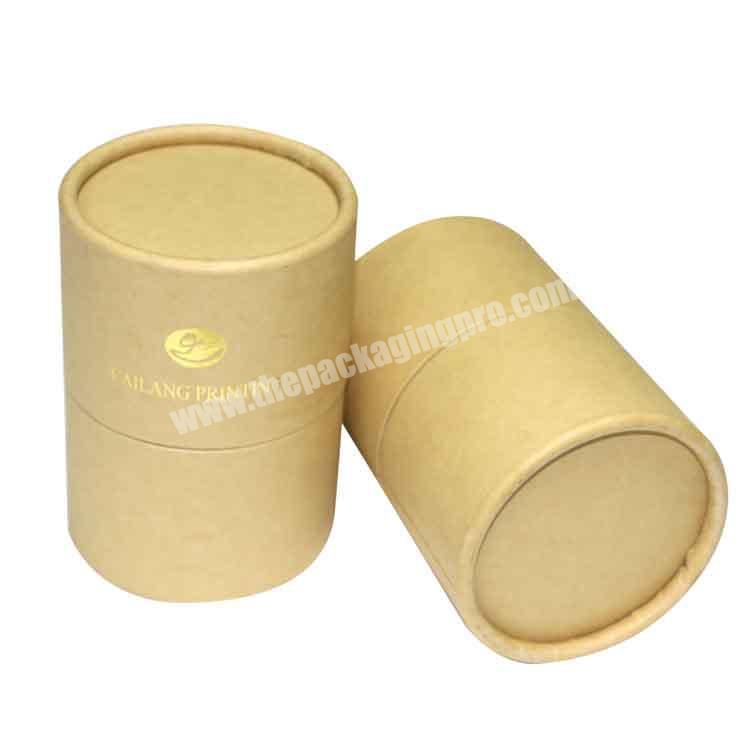 custom logo gold hot stamping  tube tea Cylinder gift Packaging kraft round paper box set with lid