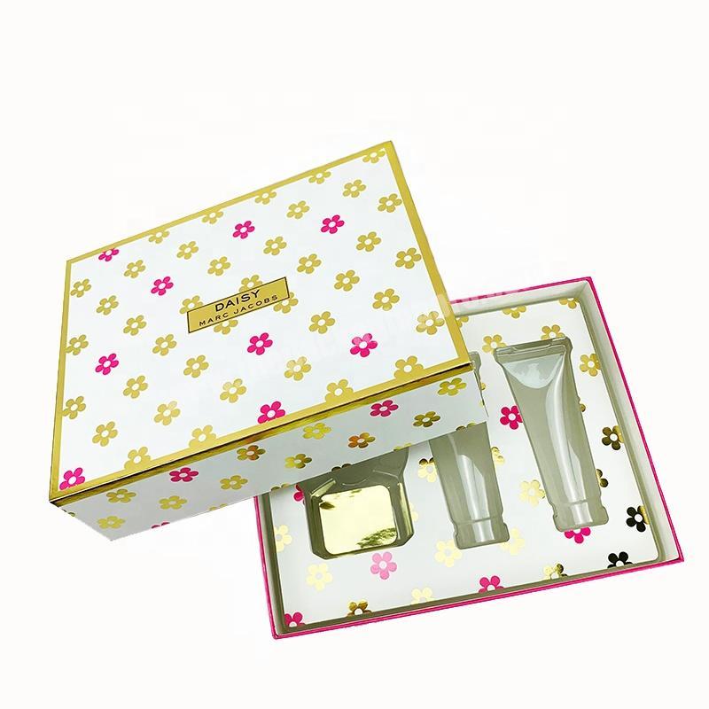 Custom Logo Gold Stamping Recyclable Art Paper Printed Skin Care Products Packaging Gift Box With Plastic Tray