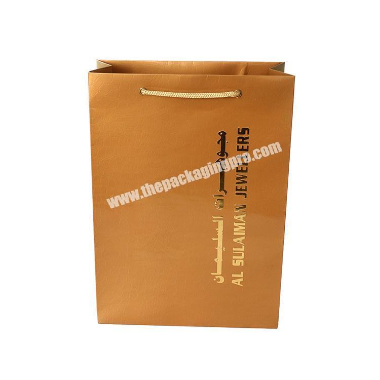 Custom Logo Golden Color Jewelry Packaging Small Cute Wedding Gift Paper Bag