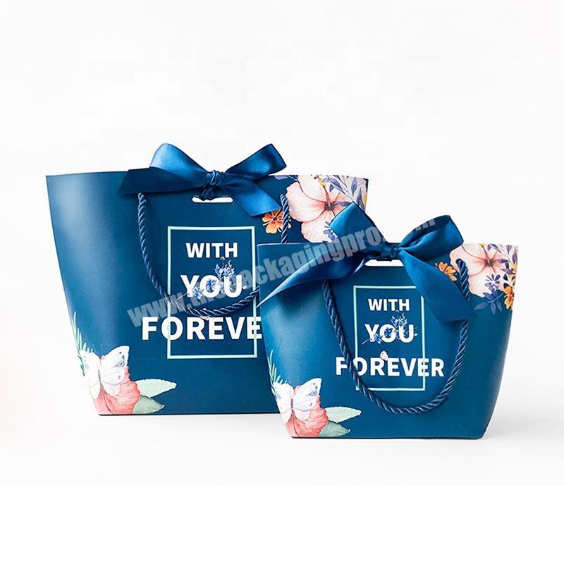 Custom Logo High Quality Fashion Cosmetics Gift Shopping Paper Bag Perfume Packaging Bags With DIY Bowknot