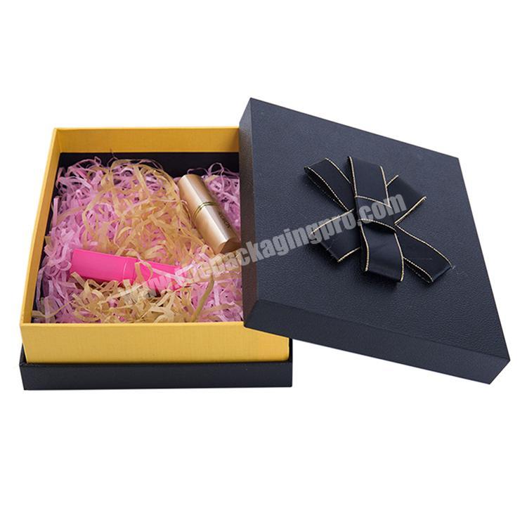 Custom Logo Hot Stamping Cosmetic Lipstick Handmade Paper Packaging Gift Box with Ribbon