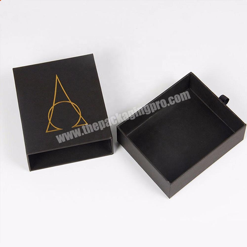 custom logo hot stamping delicate black paper packaging boxes for jewelry packing