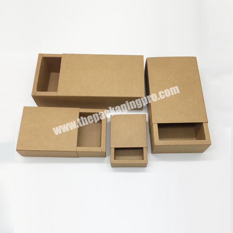 Custom logo kraft paper drawer case rectangular packaging box with PVC