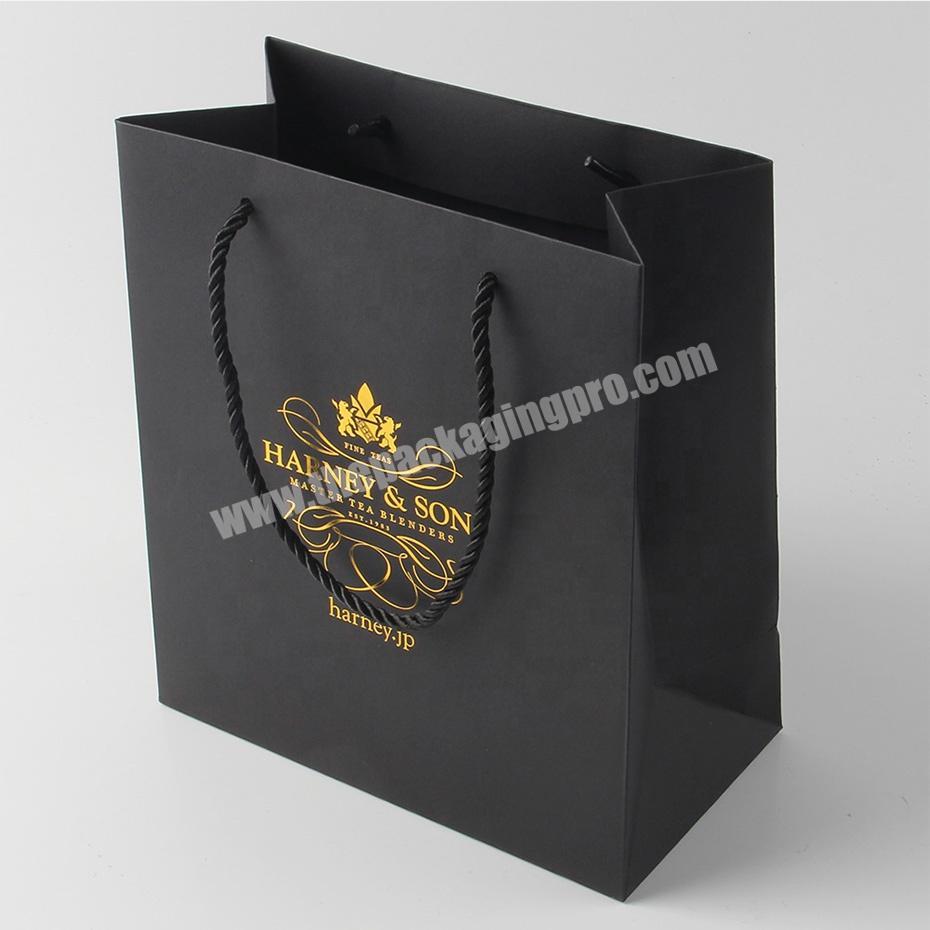 custom logo luxury black small carton paper bag jewelry