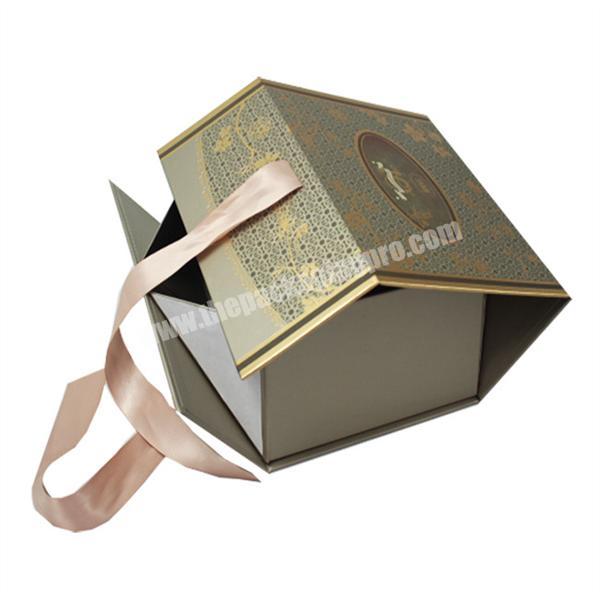 Custom Logo Luxury Cardboard Magnetic Folding Gift Box With Ribbon Closure