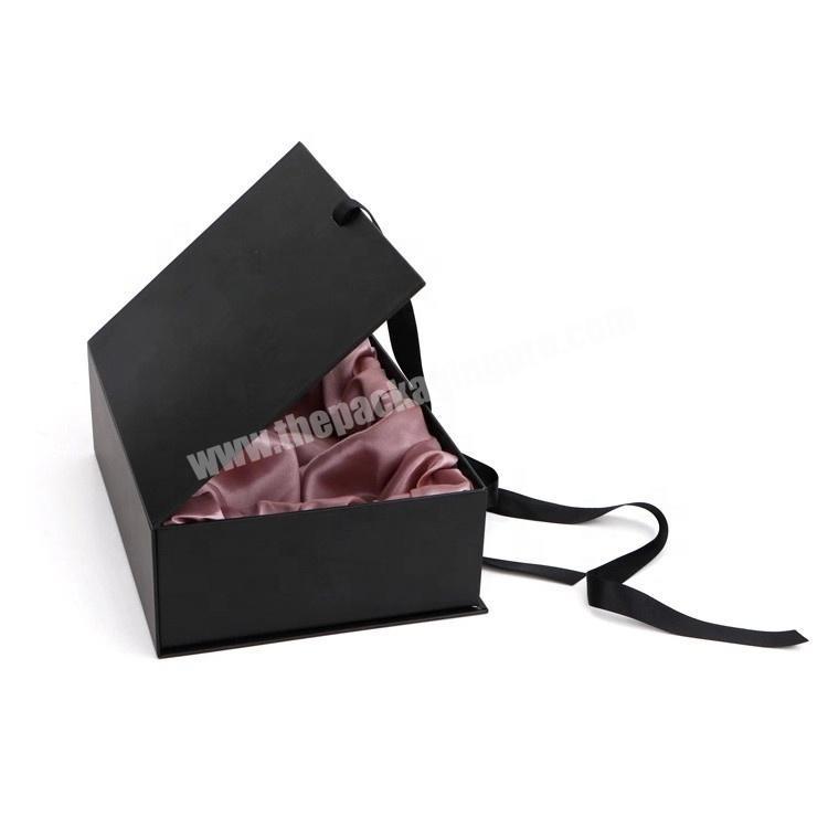 Custom logo luxury clamshell box black clothing packaging boxes with foam
