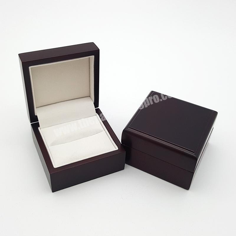 Custom Logo Luxury Decorative Matt Wooden Gift Set Small Jewelry Ring Box