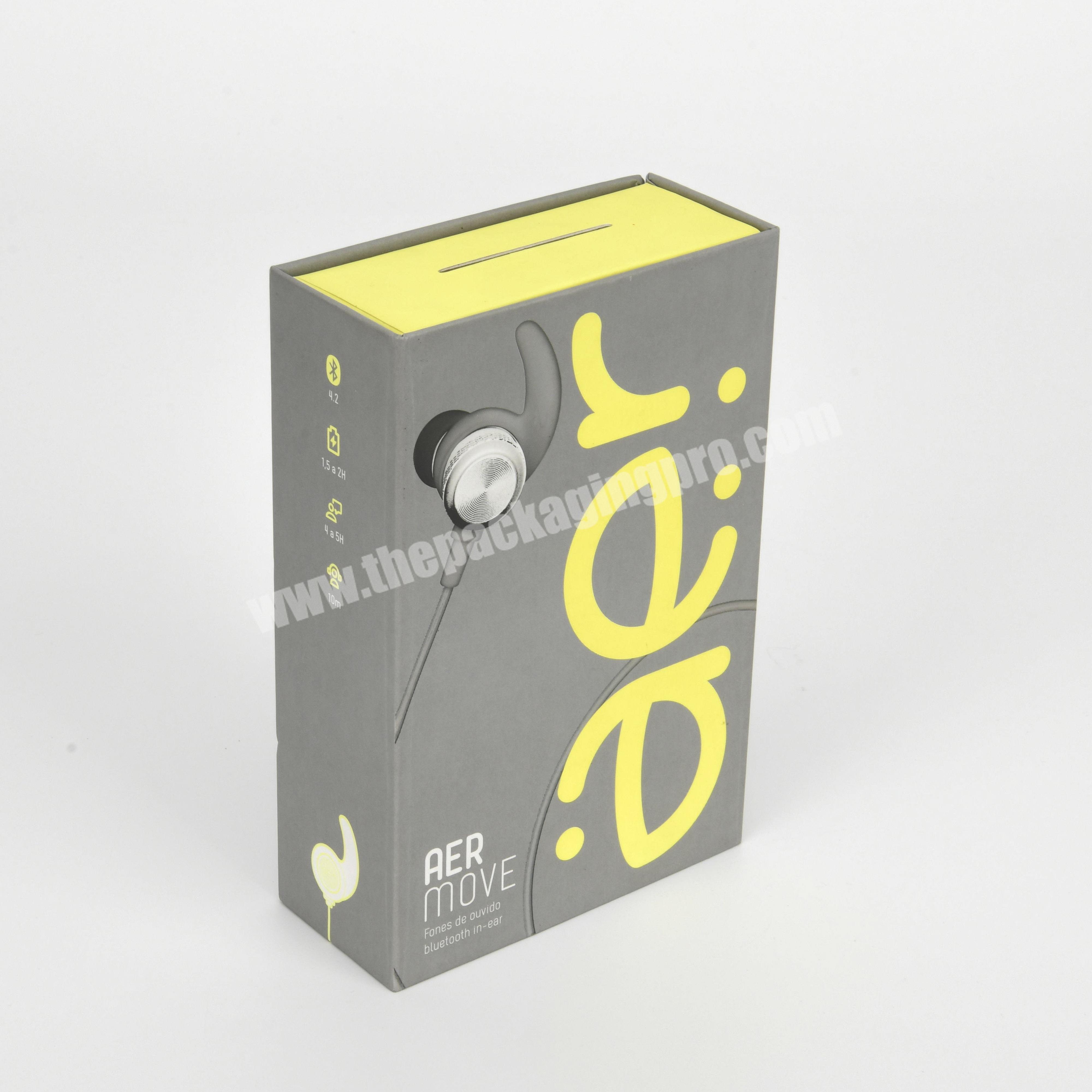 Custom Logo Luxury Electronic Products Bluetooth EarphoneHeadset Packaging Box with EVA Foam insert