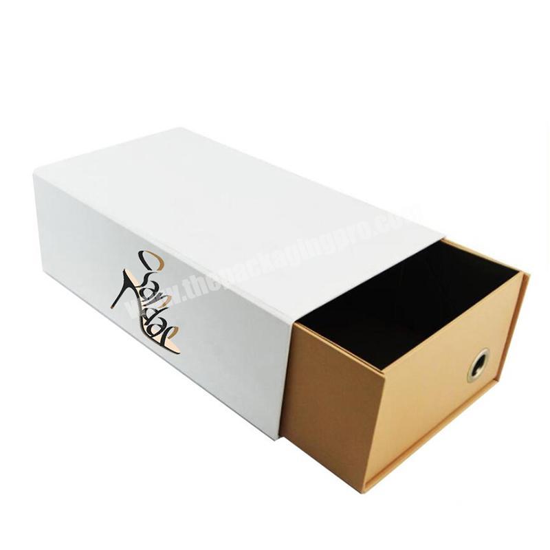 Custom logo luxury empty cardboard sliding folding men sneaker paper drawer white shoes boxes packaging