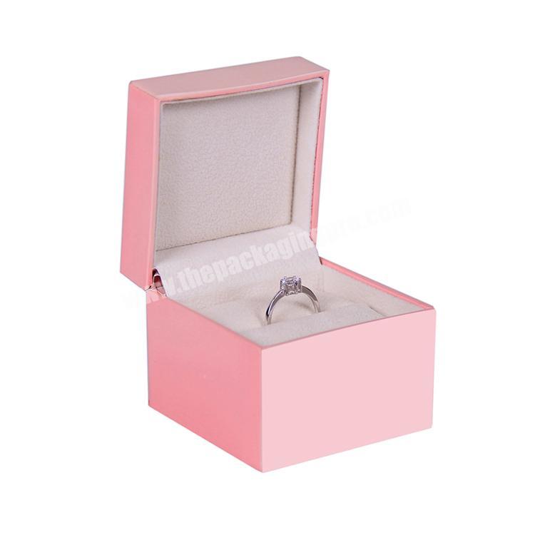 Custom logo luxury gift jewelry box packaging pink velvet ring box wedding jewellery box