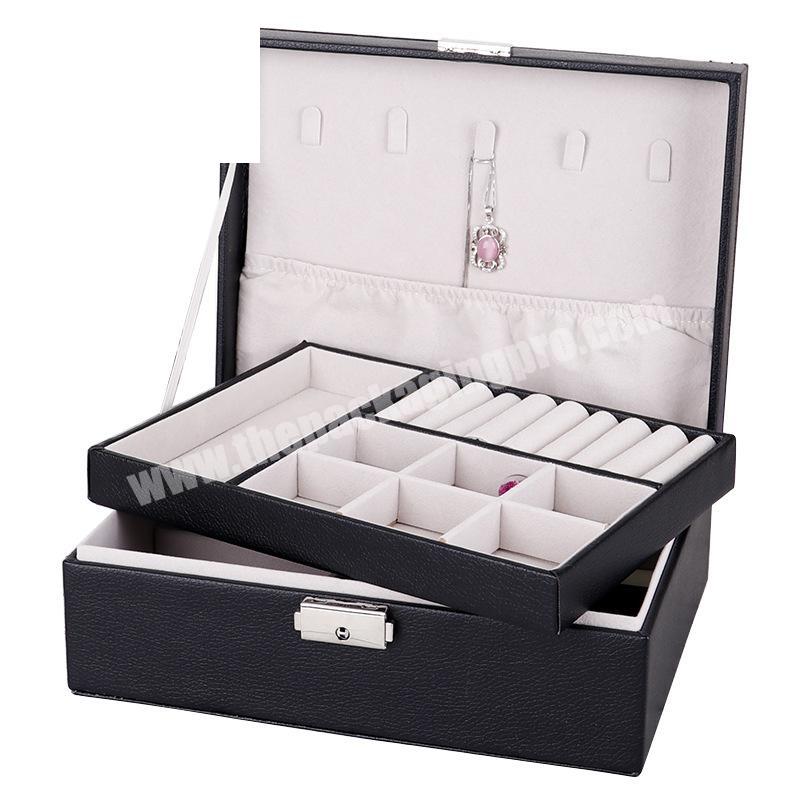 Custom logo luxury jewelry gift box travel ring necklace leather packaging storage box