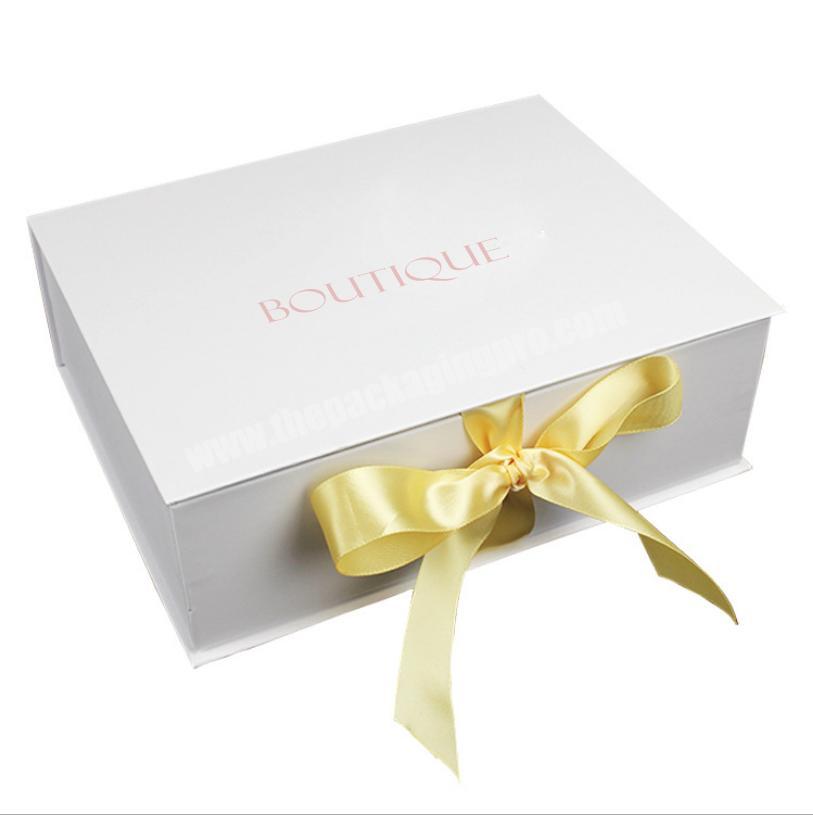 Custom Logo Luxury Magnet Gift Box Cloth Dress Cosmetics Paper Box Hair Extension wigs Skincare Products Handbag Box with Satin