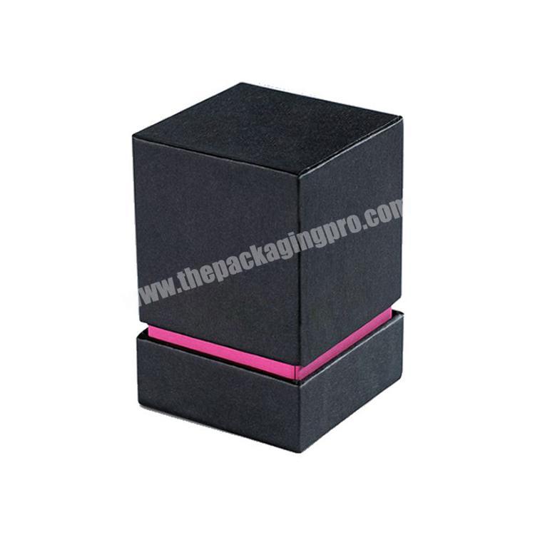 Custom logo luxury matte black cardboard make up pink cosmetic box
