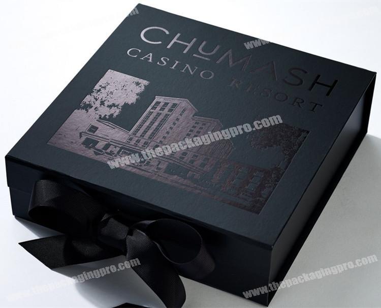 Custom Logo Luxury paper rigid cardboard gift packaging box With Ribbon Closure