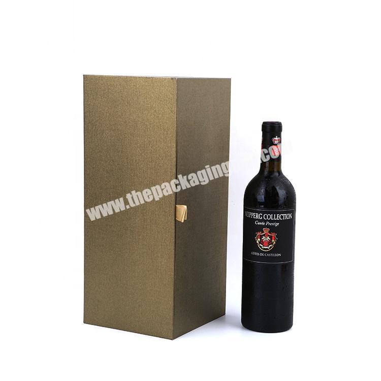 Custom Logo Luxury  Printed Clamshell Paper Packaging Single Bottle Wine Gift Box
