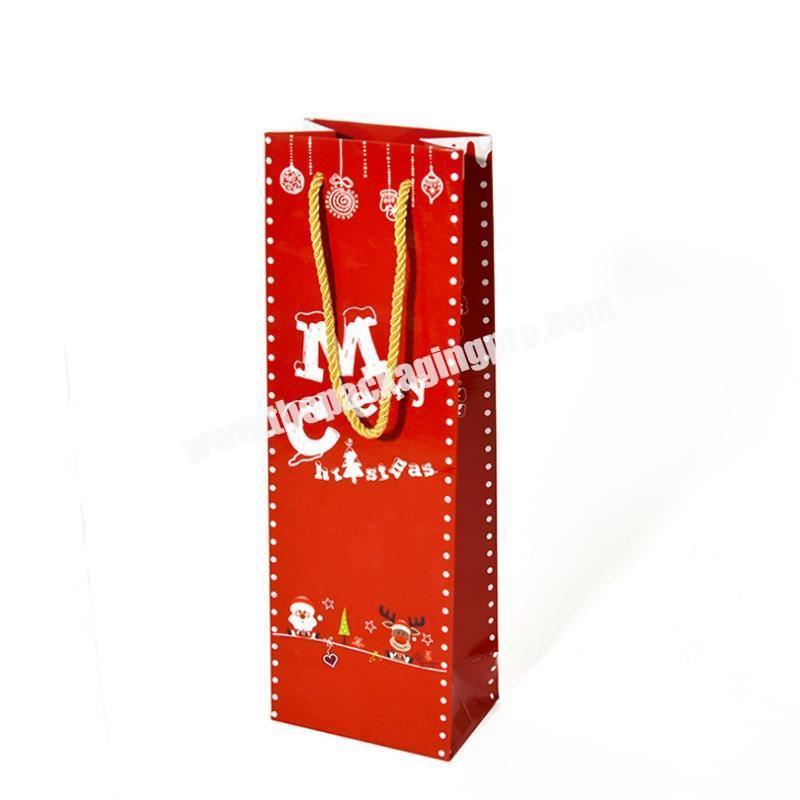 Custom logo luxury red cardboard paper bag manufacture with ribbon handle